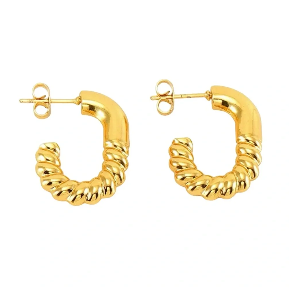 NEW💎18K Gold Hoop Earrings*Twisted Hoop Earrings - Picture 5 of 7